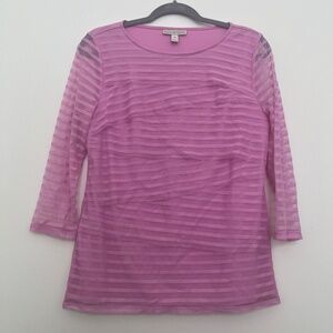 Pink three quarter sleeve top with ruffles size M